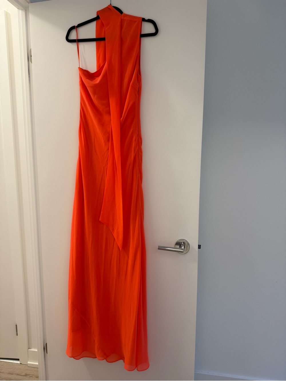 Ronny Kobo Collection One-Shoulder Maxi Dress in Vibrant Orange